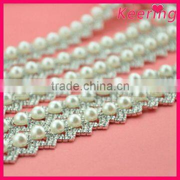 new arrival fashion embellishment wholesale pearl beads and crystal chain WRC-191