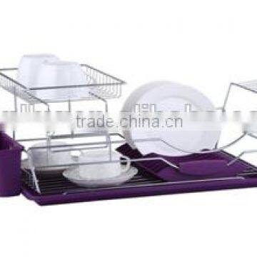 2016 China fashionable purple dish rack with tray and cutlery holder