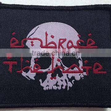 skull woven embroidery hook and loop on patches