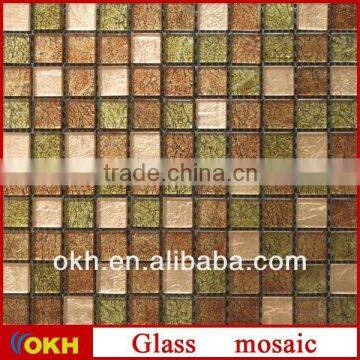 Glass mosaic tiles gold leaf designs