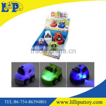 Funny friction power vinyl car toy with light