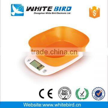 Household scale digital electronic food weighing scale with bowl to storage