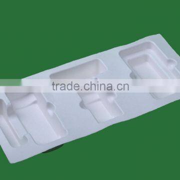 customized recyclable and compostable anti-static molded fiber packaging trays with bagasse pulp