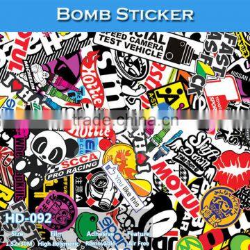 HD-092 CARLIKE Air Bubble Free High Quality Car Wrapping Skull Bomb Sticker