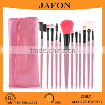 Wood Handle Material Soft Syntetic Hair Pink Makeup Brush Set 12pcs