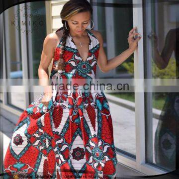 Summer sexy women african print maxi dress with ethnic style