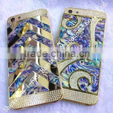 Luxury Side Diamond Gold Housing for iPhone 5s , Flower Design Back Housing Cover for iPhone 5s