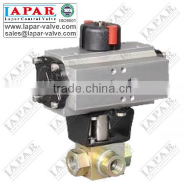 LPK14 High Pressure 3 Way Ball Valve Pneumatic Actuator