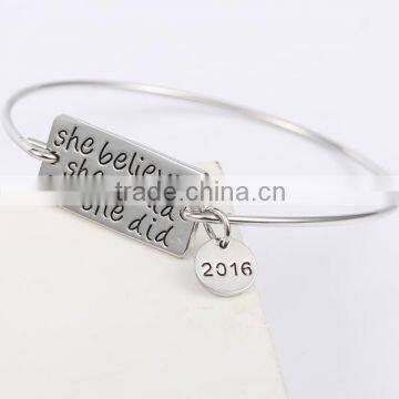 Custom Logo Engraved Bangle Bracelets With Charms Quality Choice photo-2
