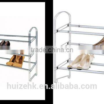 Expandable 3-Tier Chrome Shoe Rack