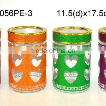 CCP056PE-3 glass jar with plastic design with plastic lid