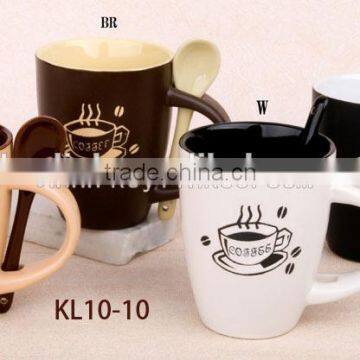 Hunan Factory directly sale stoneware mug with spoon