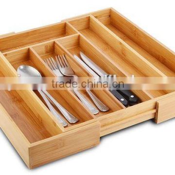 Practical Kitchen Drawer Storage Box Bamboo Cutlery Box