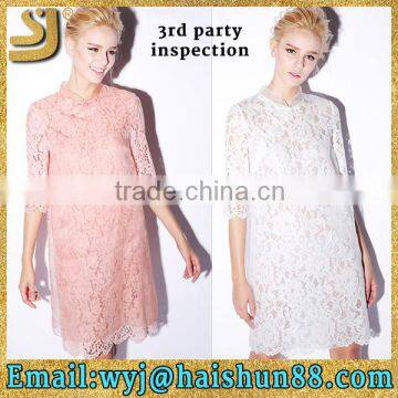 Transparent hollow out white lace dress designs