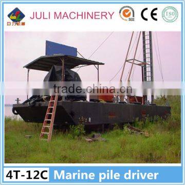 Near Shore 4T-12C Marine Pile Driver With Diesel Pile Hammer on Barge