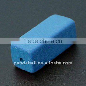 Wood Beads, Dyed, Rectangle, DodgerBlue, about 15x36x15mm, hole: 4mm(WOOD-A010-3)