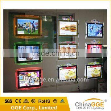 Ultrathin Wall Hanging Crystal Acrylic LED Light Pockets Real Estate Agents Window LED Display Box