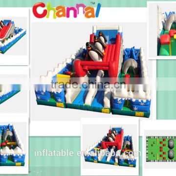 2016 high quality funny game boot camp floating inflatable obstacle course