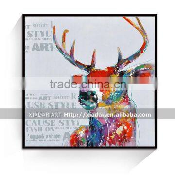 Canvas elk oil painting for living room wall decorative/elk cartoon oil paintings