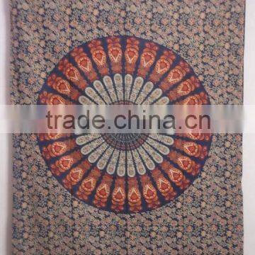 RT-618 Mandala Multi Color Tapestry Wall Hanging Sanganeri Screen Printed Bedspread, Bed Cover Jaipur Manufacturer