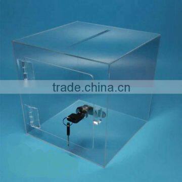 high quality clear wholesale acrylic donation box with lock