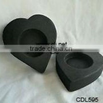 Jet Black Heart Shape Tea Light Candle Holder