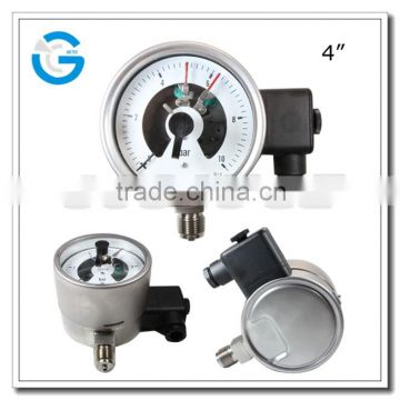 High quality 4 inch all stainless steel anti-explosion safey pressure gauge with electric contact