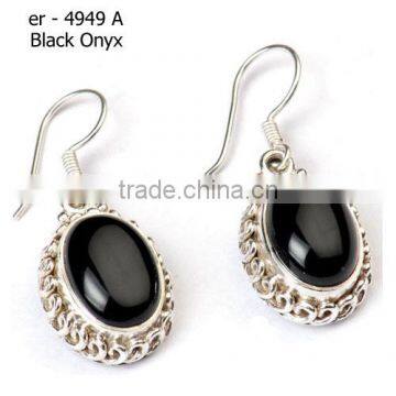 925 silver jewelry drop earrings 925 Sterling silver Earrings Wholesale silver jewelry with black stone