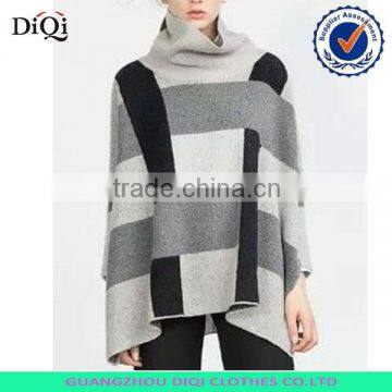 Plaid sweaters European Oversized women pullover sweaters models sweaters for ladies poncho sweater