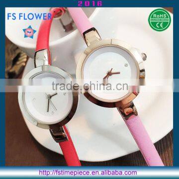 FS FLOWER - Slim Women Watch Case PU Thin Strap 2016 Summer Fashion Watch Women Quartz Watch Good Price