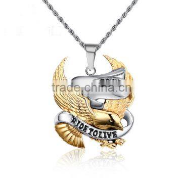 Latin America Style Stainless Steel Eagle Picked A Snake Pendant Necklace For Man