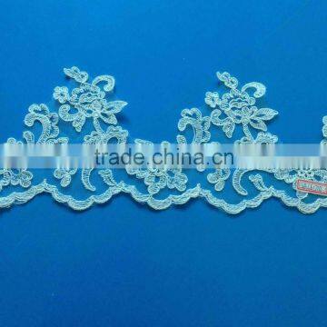 2016 hot sale african mesh lace trim with cording for wedding dress