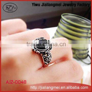 Yiwu Factory Wholesale Retro Personality Carve Patterns Designs Black Stone Ring For Men