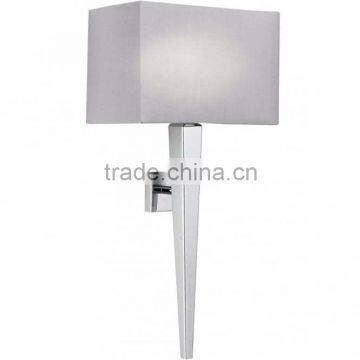 Factory price hot sale large wall light contemporary polished chrome wall light with faux silk shade