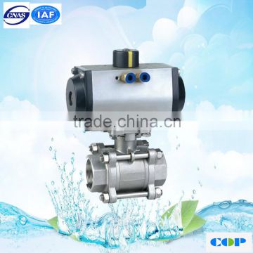 316SS body API NPT 3-PC pneumatic ball valve