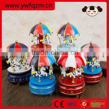 Music box mechanism, carousel wooden music box