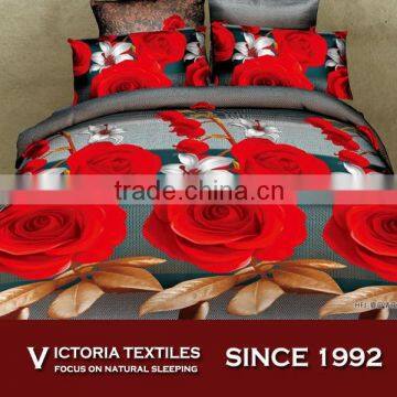 romantic red rose pattern reactive printed bed in a bag comforter cover sets all sizes