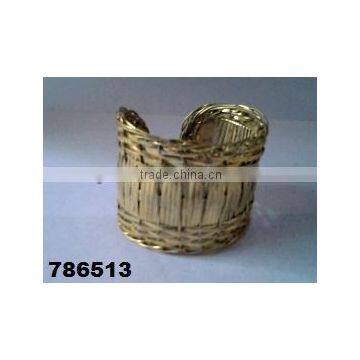 Indian Brass Metal Fashion Bangle Bracelet Wire Weaved Gold Finish Cuff