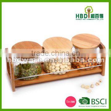 Glass jar with bamboo holder