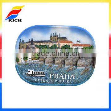 Wholesale hot commemorative Praha souvenir resin plates rectangular