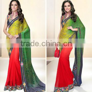 Multi Color Satin Georgette Saree