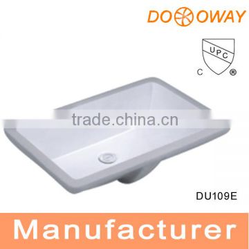 High quality white ceramic rectangle undercounter bathroom sinks DU109E