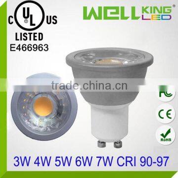 UL energy star cri 95 97 90 3w 4w 5w 6w cob led gu10 7w dimmable spotlight