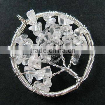 50mm round handmade wiring tree in random white crystal stone pendant charm DIY supplies 1820241