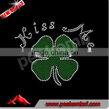 Kiss Me Irish Heat Transfer Designs Iron On Rhinestone Applique Hotfix Motif For T Shirts