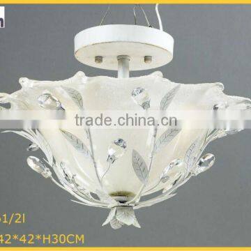 Crystal glass metal art iron cover home modern ceiling lamp