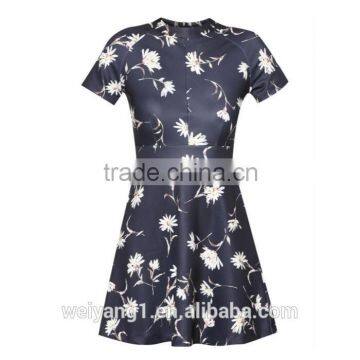 Collection Layered Panel Printed Short Sleeves Women Dress