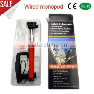 Wired Mobile Phone Monopod for IOS and Andorid