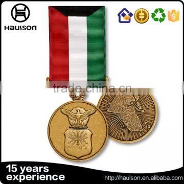 Top Quality Customized Embossed Casting Rimmed Round Edge Iron Brass Zinc Alloy Bronze Plated Army Military Medal With Ribbon photo-5
