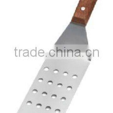 wooden handle perforated hamburger turner